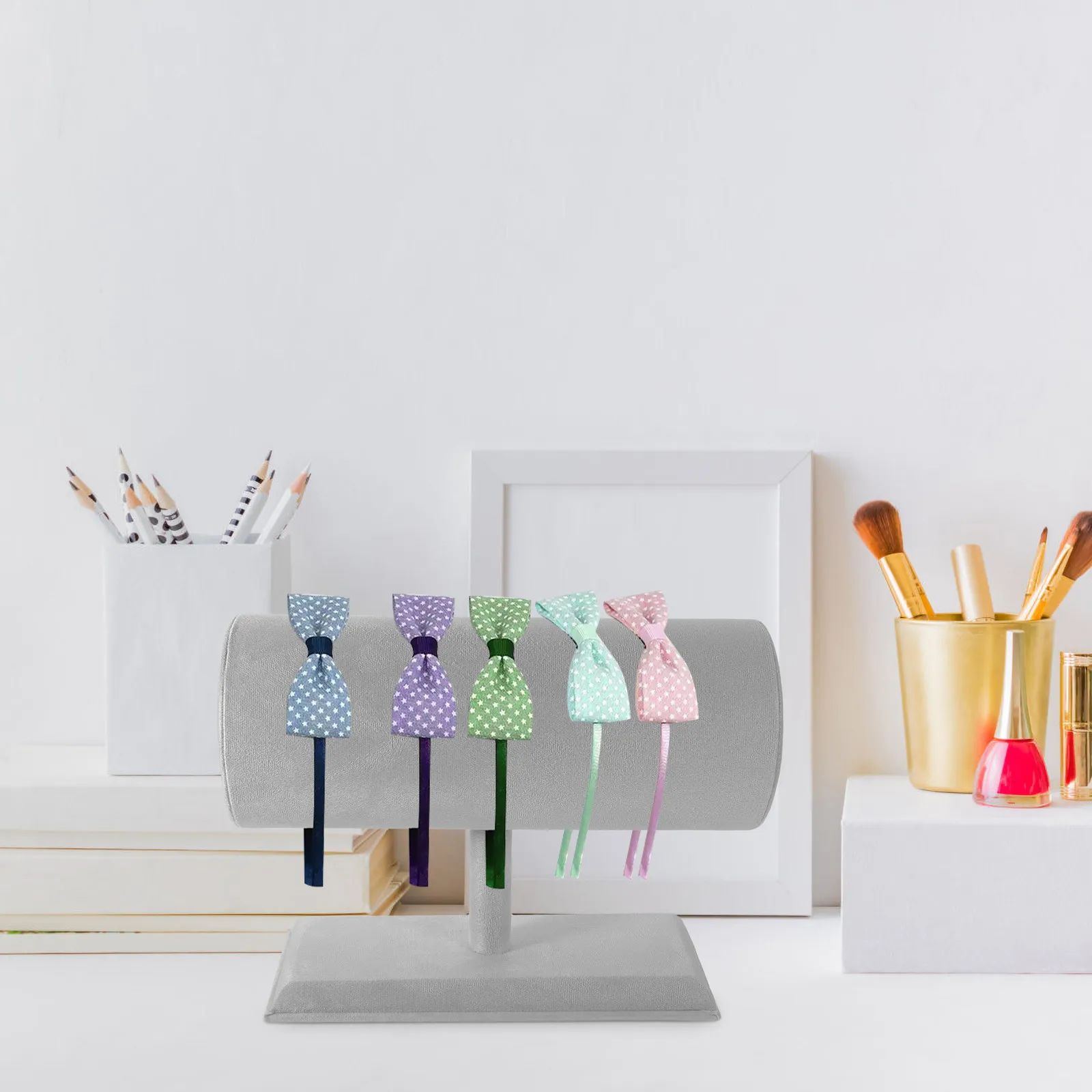 

Подставка для повязок на голову, белая, для туалетного столика, органайзер для хранения, для женщин и девочек, для дома и ванной комнаты, декоративная