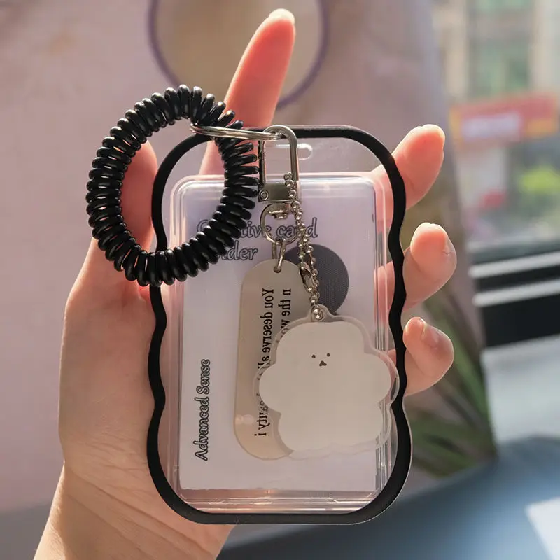 Creative Design Kpop Photocard Holder Transparent Card Holder Keychain Photo Sleeves Bus Card Student Card Case Photo Protector