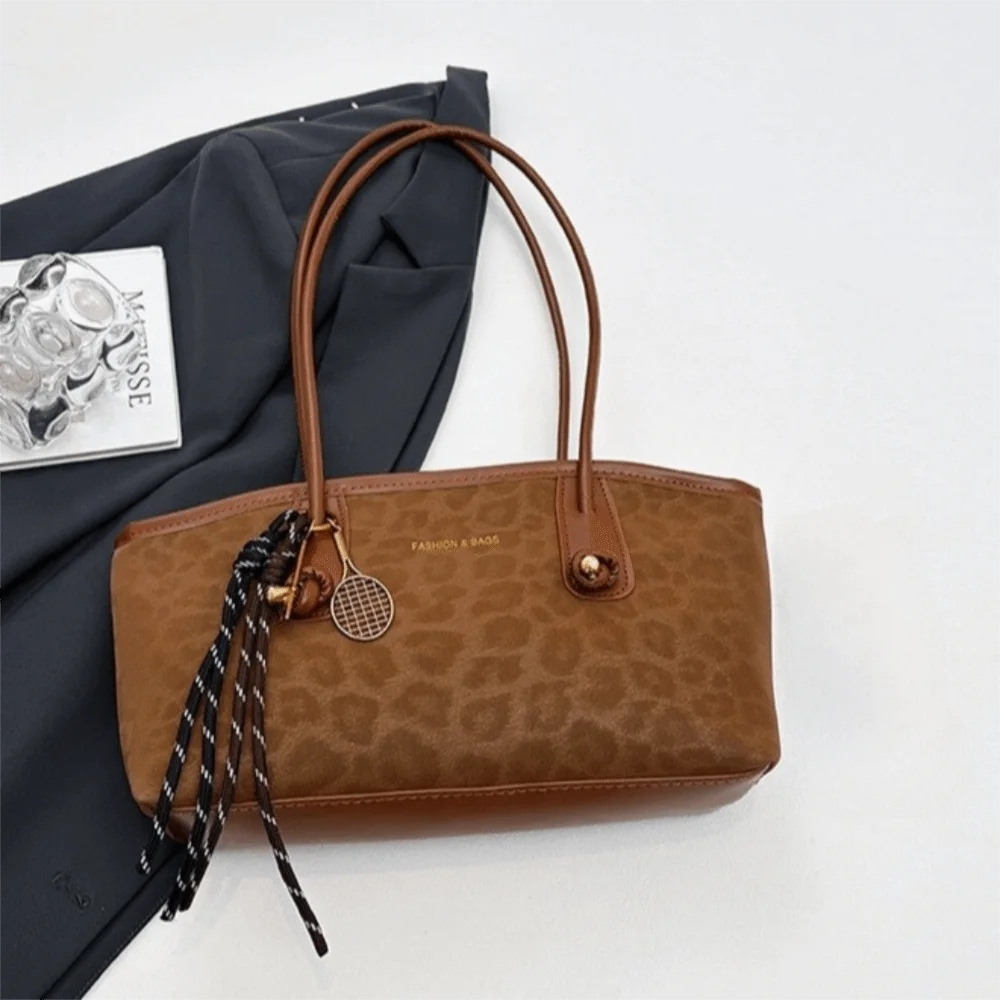 

Fashion Retro Leopard Print Underarm Bags Large Capacity Luxury Leather Shoulder Bags Modern Handbags Tote Bag Women