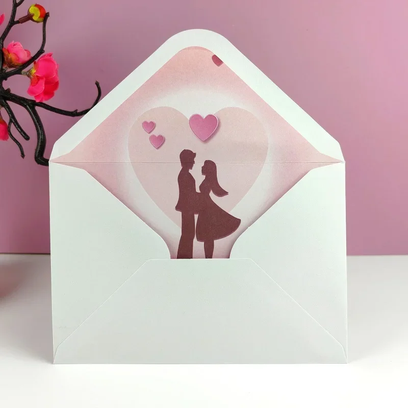 50pcs Romantic Envelope 120g Paper 16x11cm Postcard Giftbox Message Packaging Wedding Invitation Valentine's Day Postcards Love
