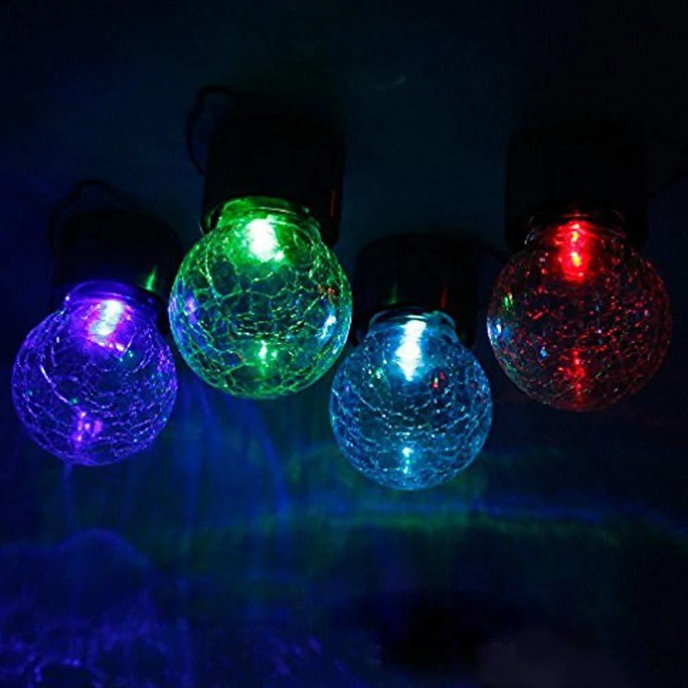 1-5Pcs Solar LED Garden Lamp Lantern Glass Crack Ball Chandelier Lawn Christmas Party Light Outdoor Tree Decoration