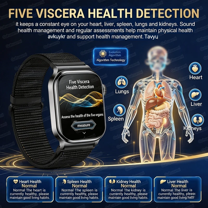 새로운 혈액 지질 요산 혈압 스마트 워치 남성용 ECG+PPG 피트니스 트래커 시계 심박수 블루투스 통화 스마트 워치