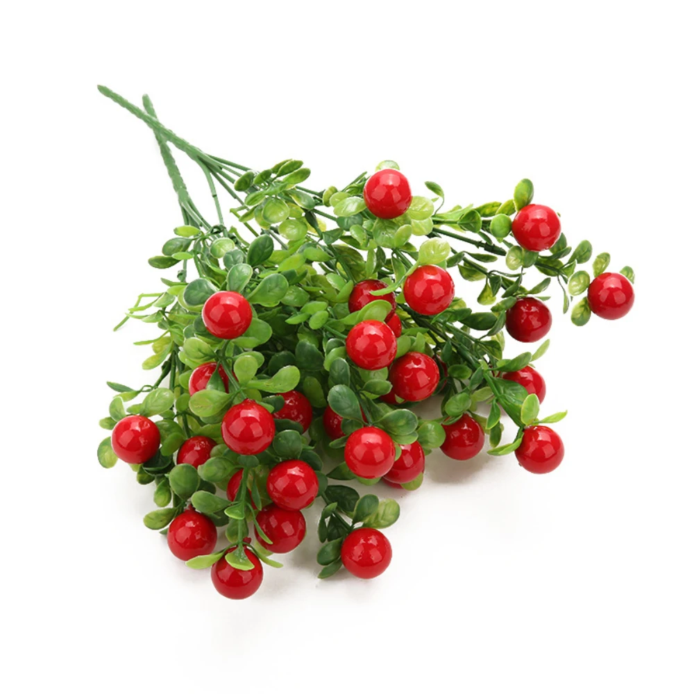 

1 Bunch Artificial Berries Simulation Cherry / Chili Tree Foam Fruit Plastic Flowers Christmas Home Decoration Ornament Prop