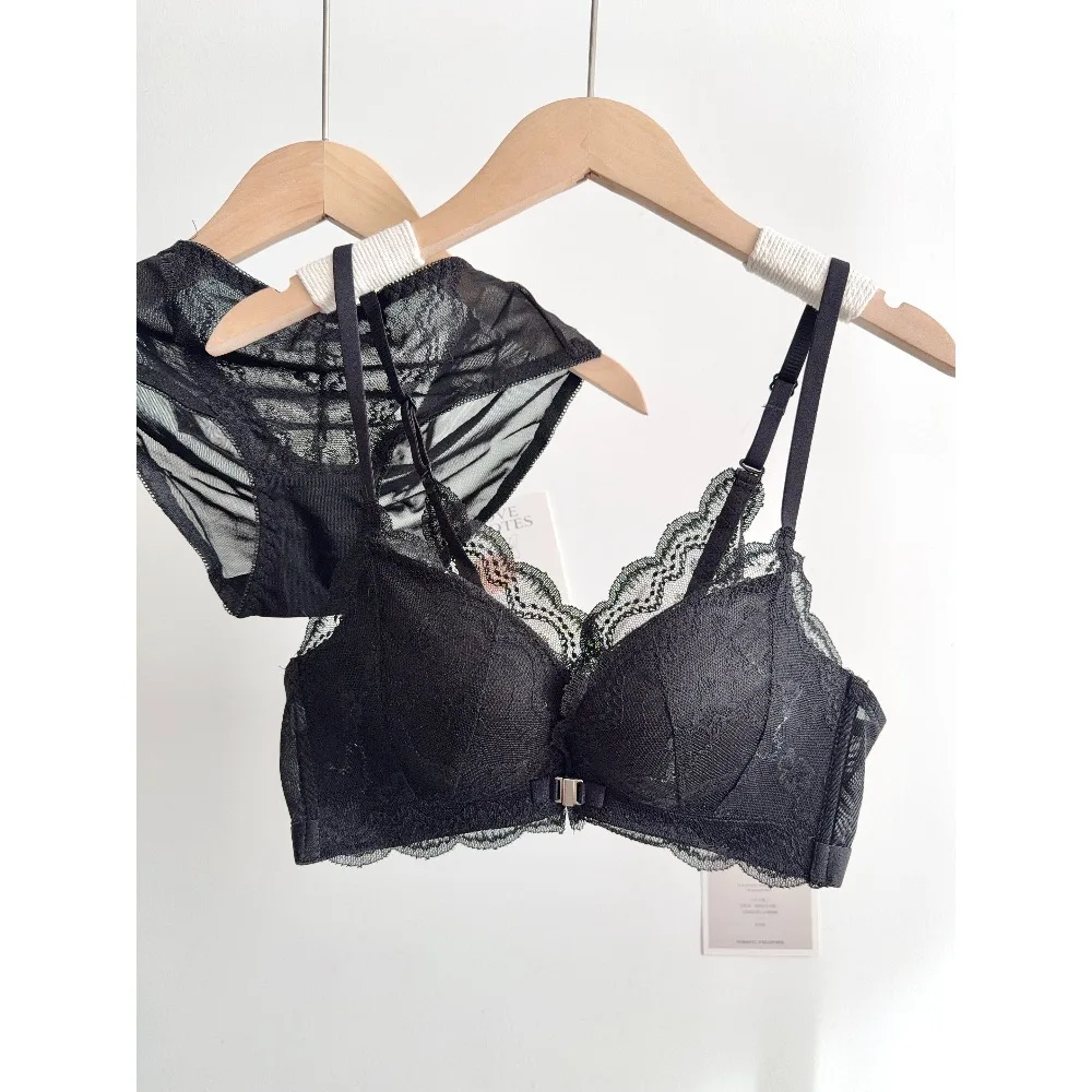 Beautiful back front buckle underwear women's suit lace sexy pure desire small breasts gather without steel ring new popular bra