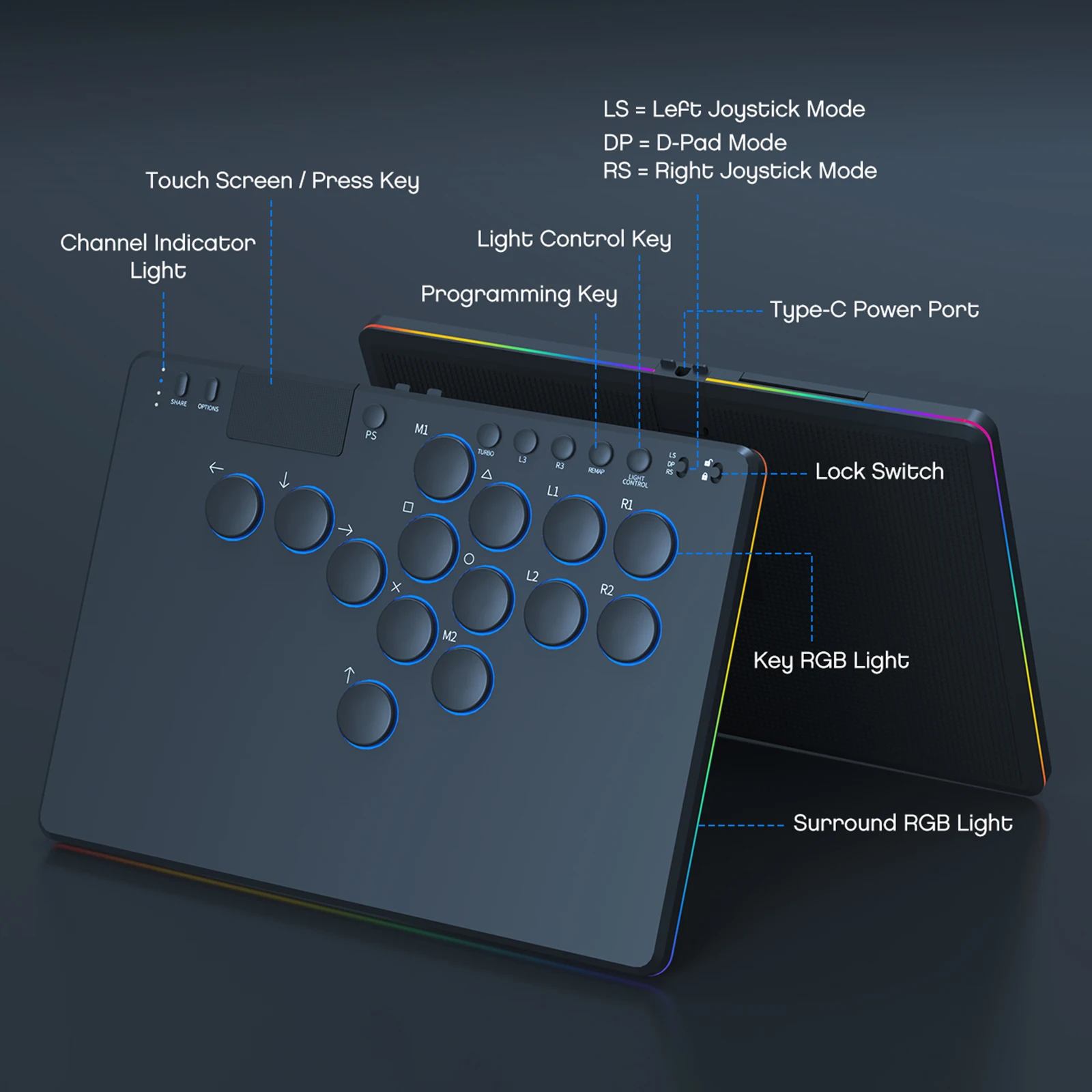 manette-d'arcade-a-14-touches-avec-stick-de-combat-rgb-compatible-avec-le-remplacement-a-chaud-pour-switch-playstation-4-pc-gaming