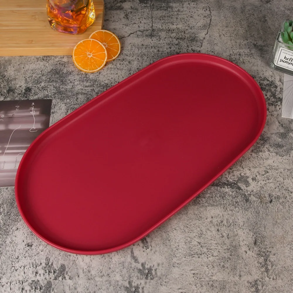 Oval Buffet Tray Storage Tray Cake Fruit Dessert Tray Western Baking Pastry Dish Rectangular Snack Plate Restaurant Kitchen Tool