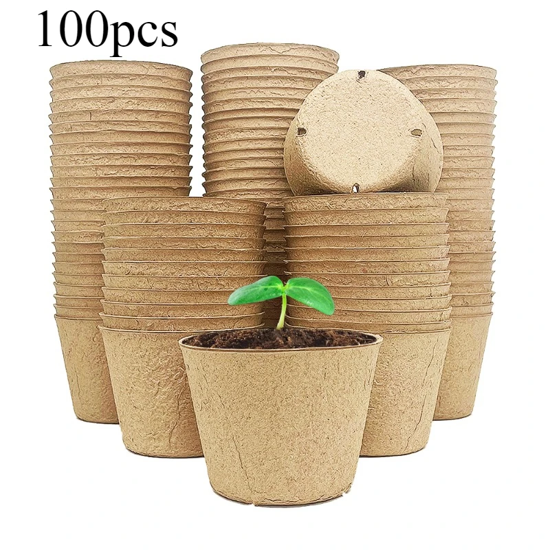 100pcs 10cm Flower Pots Peat Planting Pots Biodegradable Paper Cup For Plant Starter Starting Tray Gardening Supplies  ﻿