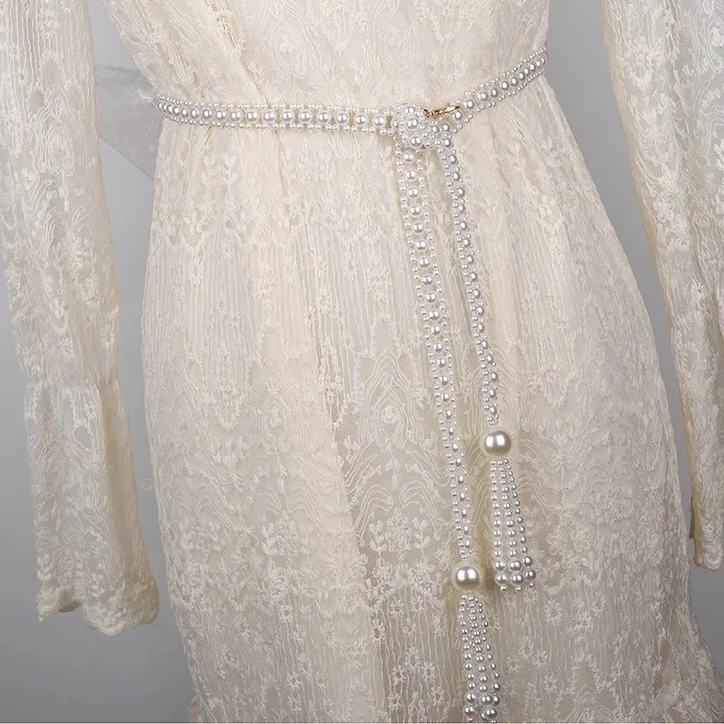 2024 yeni inci saçak bayanlar tatlı bayanlar dekoratif elbise inci bel zinciri
