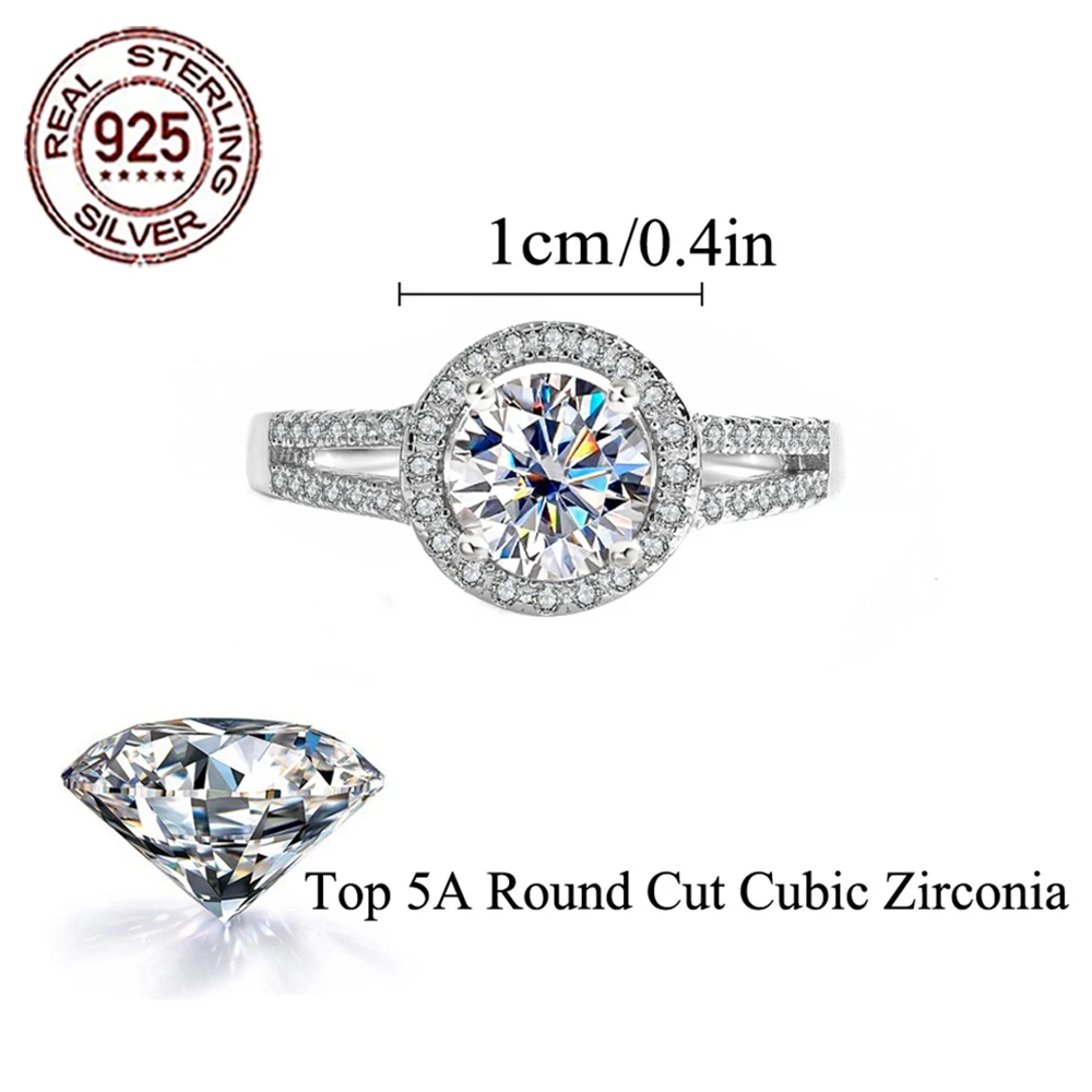 CWWZircons S925 Sterling Silver Gorgeous Round CZ Micro Pave Rings for Women Engagement Wedding Band Lover Jewelry Gifts SR054