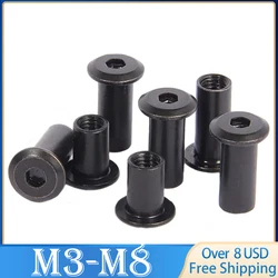 10 ~ 50 PCS M3 M4 M5 M6 M8 Black Carbon Steel Large Flat Hex Hexagon Socket Head Rivet Connector Insert Joint Sleeve Cap Nut