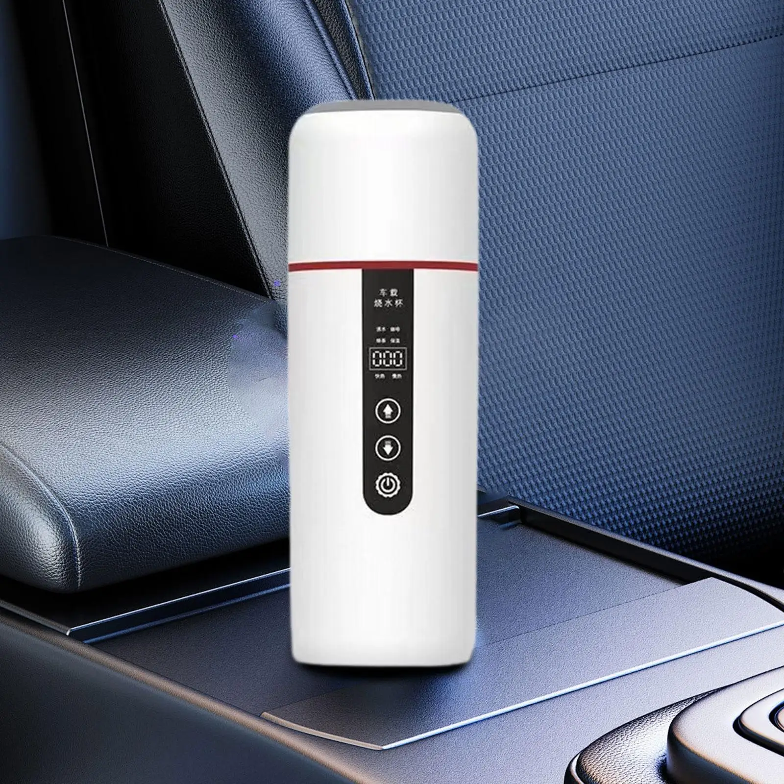 Digital Display Electric Car Kettle Boiler Stainless Steel Heated Travel Cup for Road Trips and Hiking