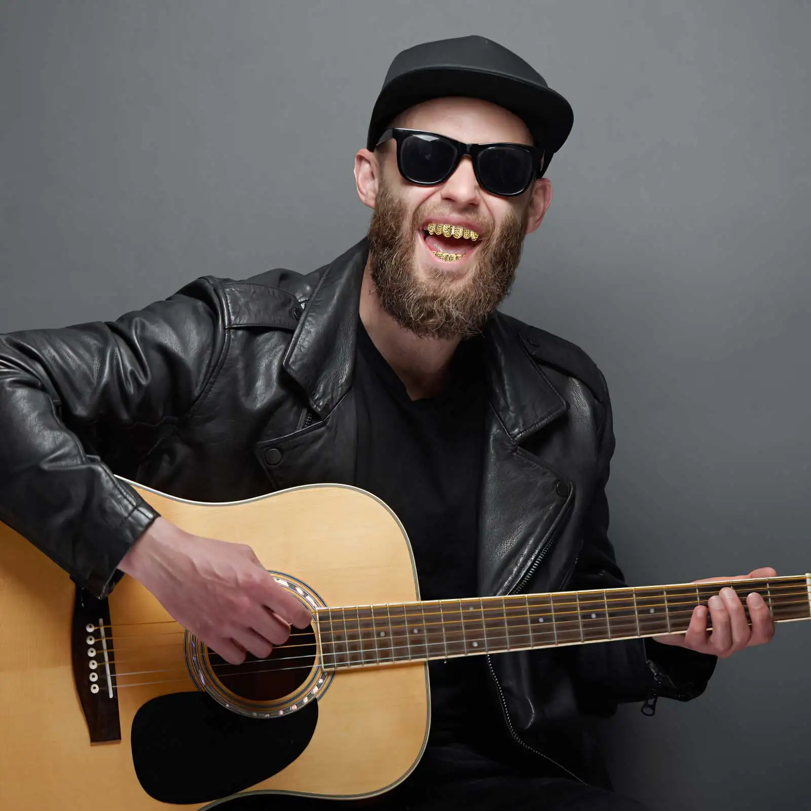 

Gold Braces Jewelry Fake for Costume Rapper Accessories Men Grills Mens Metal Jewellery Toy Tooth Man