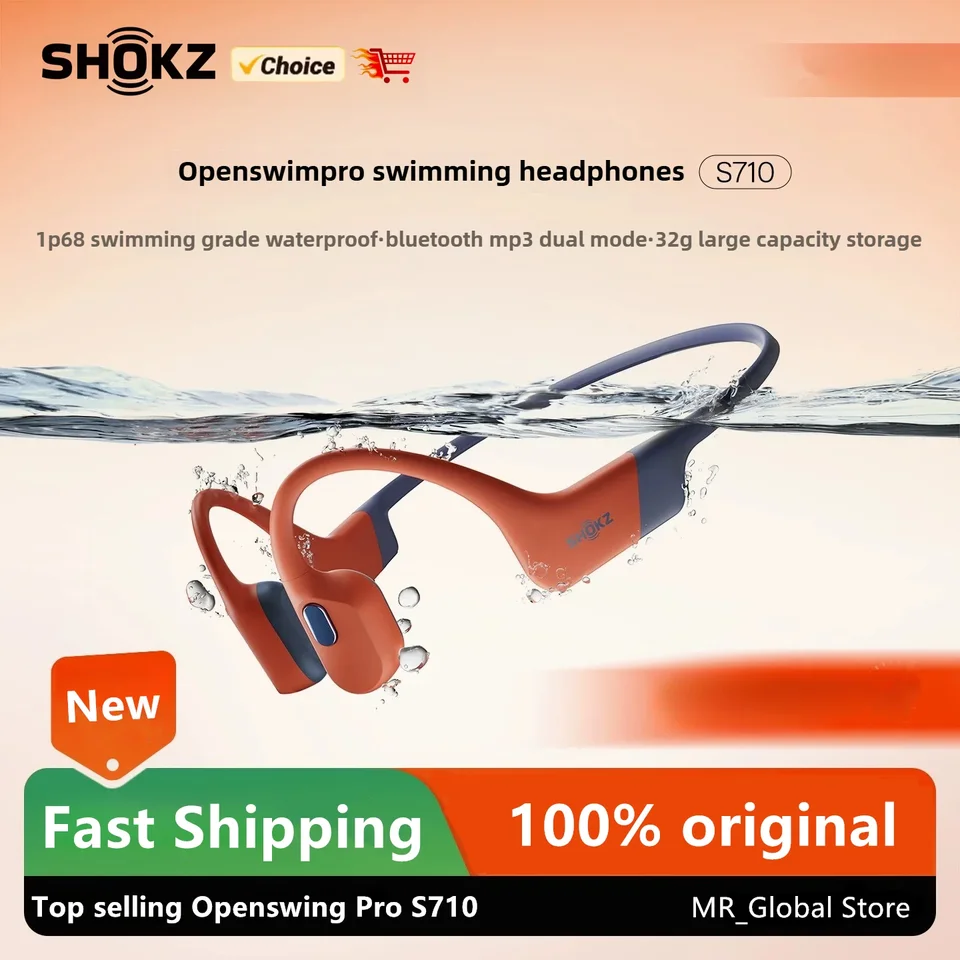 Shokz OpenSwim Pro S710 骨伝導水泳 Bluetooth イヤホン IP68 防水