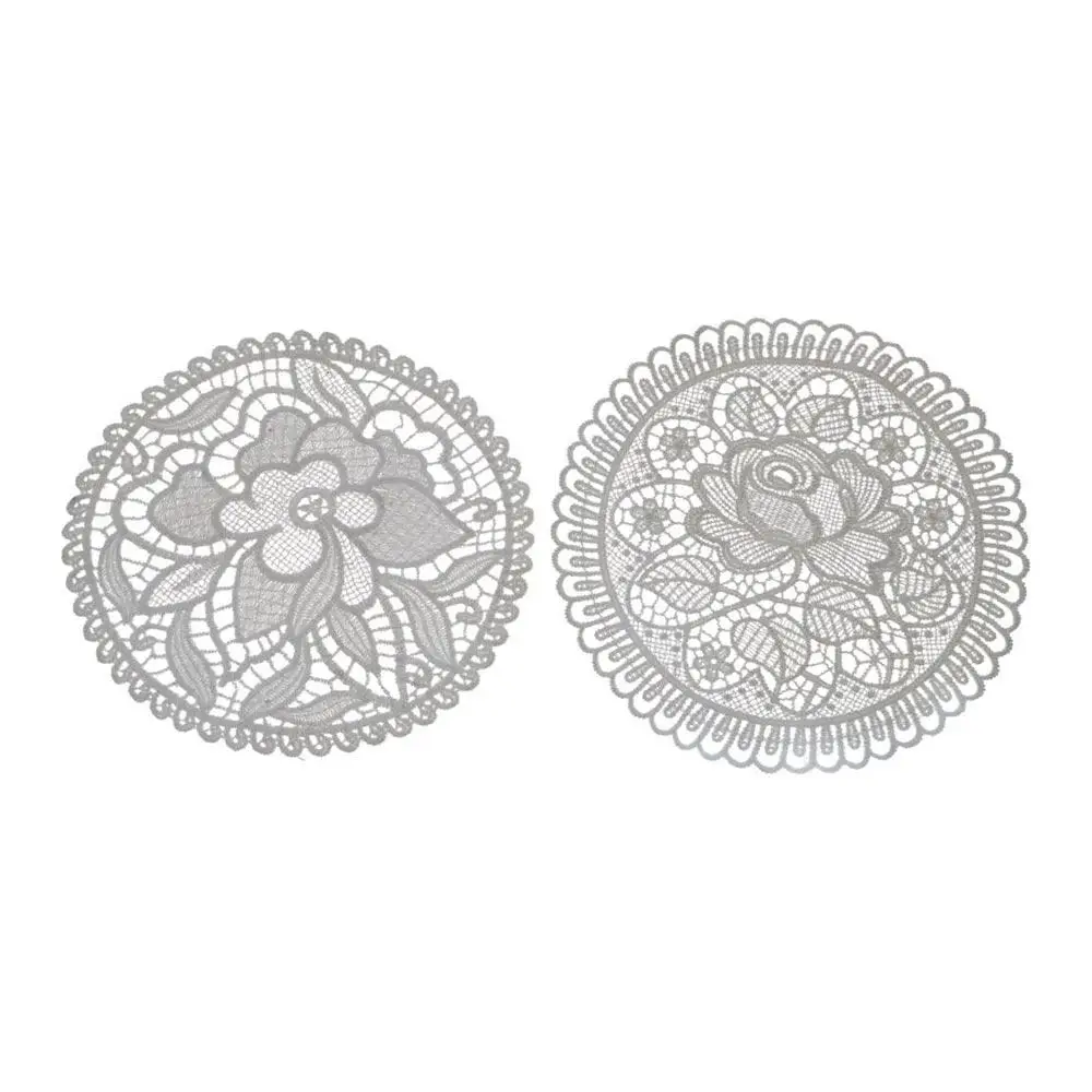 Round Hollow Lace Coaster Plate Bowl Napkin Insulation Pad Embroidery Flower Placemat Mug Dining Coffee Table Cup Mat Home Decor