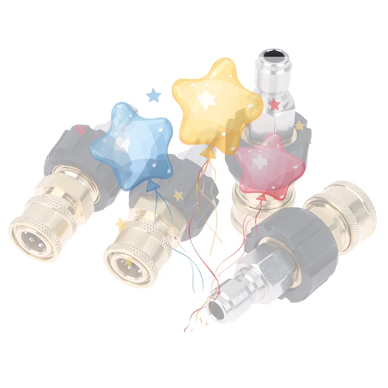 Pressure Washer Quick Connect Fittings M22 14/15mm to 1/4 3/8 Inch Pressure Washer Hose & Gun Adapter Max 4500 PSI