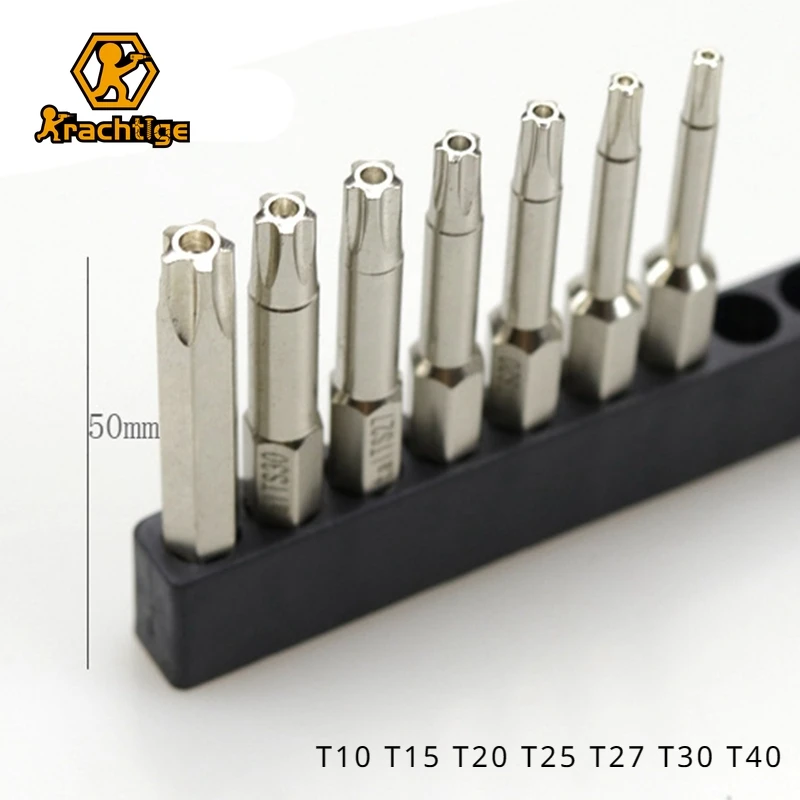 Krachtige Magnetic Screwdriver Grupo Hex Shank Torx Ponto Chave de Fenda Elétrica Cabeça T10 T15 T20 T25 T27 T30 T40 50 mm Pcs