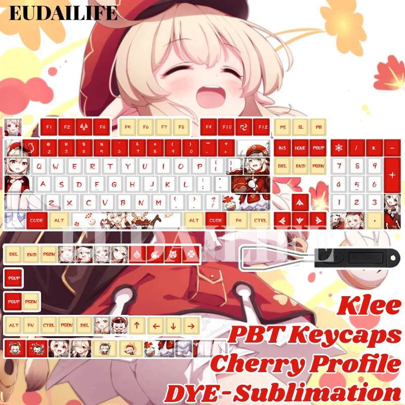 

Klee 138 Key Cover PBT DYE Sublimation Genshin Impact Cherry MX Cross Axis Switch Keycap for Mechanical Keyboard Game Gift