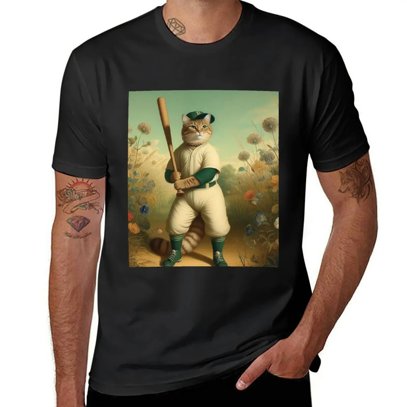 

baseball cats T-Shirt tops tees Short sleeve tee heavyweights mens vintage t shirts