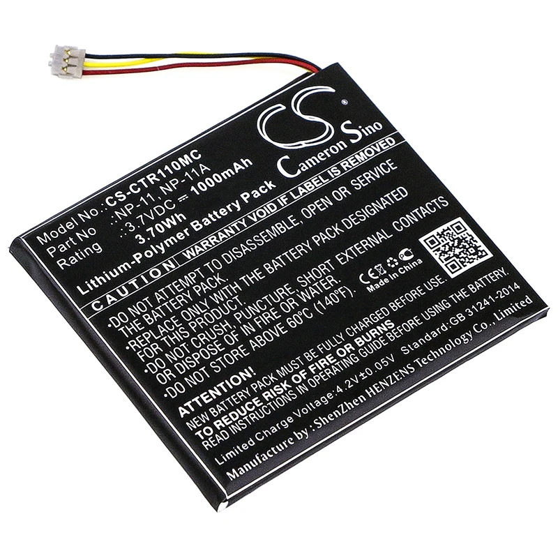 

CameronSino Battery for Casio TR Mini TR-M11 fits Casio LIS1639CSPC NP-11 NP-11A camera battery 1000mAh/3.70Wh 3.70V Li-Polymer