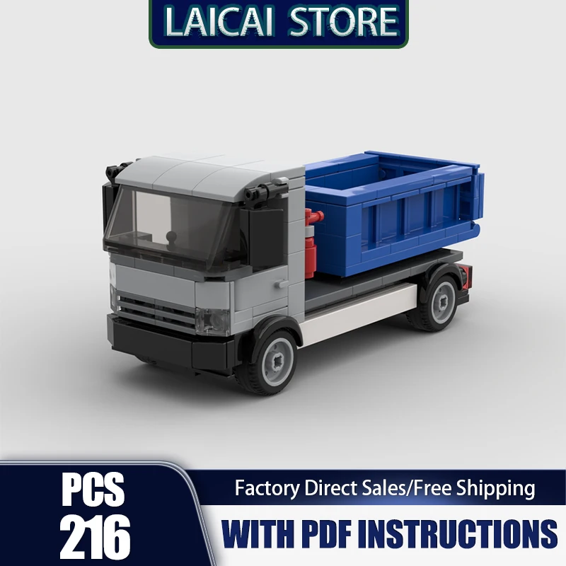 Klocki konstrukcyjne Europejski wóz do zbierania odpadów Model technologiczny Modularny wóz Prezenty Konstrukcja Zabawki do samodzielnego montażu