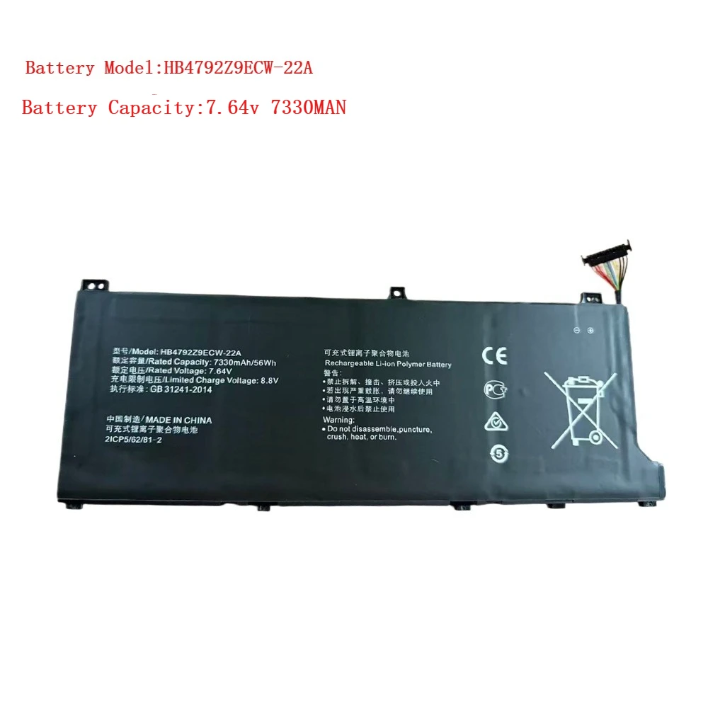 HB4792Z9ECW-22A 7.64V 7330mAh 56Wh Replacement Laptop Battery for NMH-WFQ9HN NDR-WFH9HN High Capacity Li-ion Notebook Battery