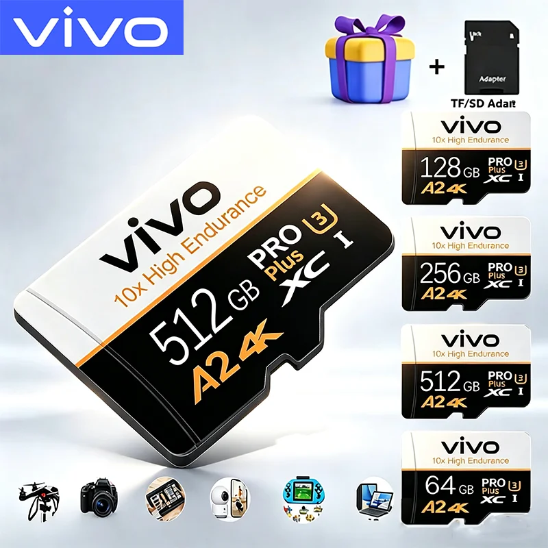 VIVO Waterproof SD Cards TF Cards Memory Card Micro TF SD 256GB 128GB 1TB Correction Proof Transfer for Dash Cam / Phone