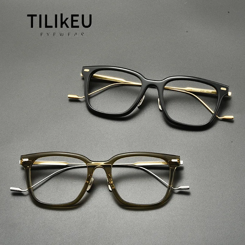 2026 New Korean-version Pure Titanium Eyeglasses Frame 1124 Acetate Retro Square Men Glasses Frame Women Luxury Designer Eyewear