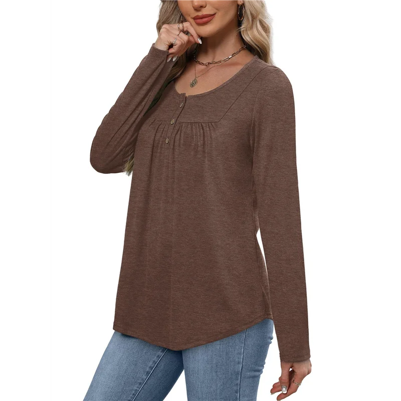 ABRT-女性用長袖シャツ秋服クルーネックカジュアルチュニックトップストレンディなブラウスファッション衣類
