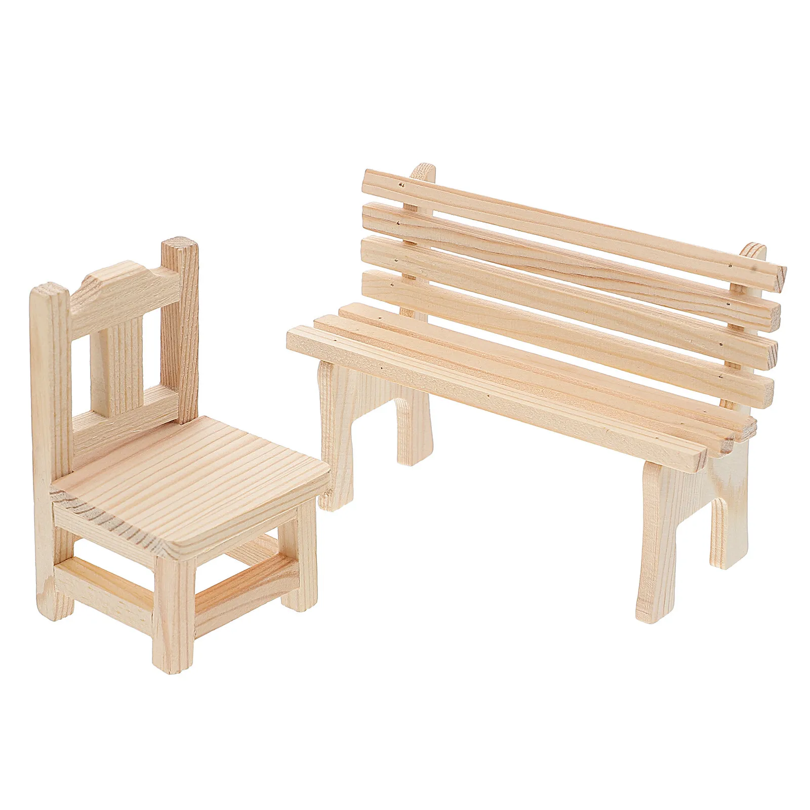 

2Pcs Exquisite Wooden Mini Bench Dollhouse Decoration Miniature Garden Park Living Room Furniture Tiny Bench Decor Mini