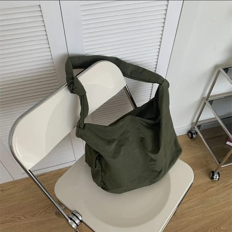 

New Large Capacity Retro Trendy Bag Women's Fashion Shoulder Bag Nylon Shoulder Strap Tie Crossbody Bag