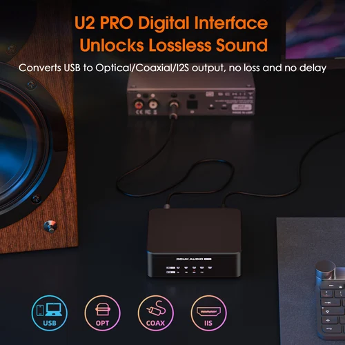 Imagen 2 del producto Douk Audio U2 PRO XMOS XU316 Interfaz digital USB DDC Mini S/PDIF Convertidor DSD512 para teléfono/PS5 (versión actualizada)