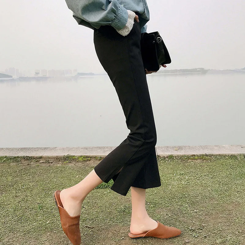 

Split Flared Pants Women's High Waist Slimming Summer Casual Pants Professional Cropped Pants Bootcut Trousers Small Suit Pants