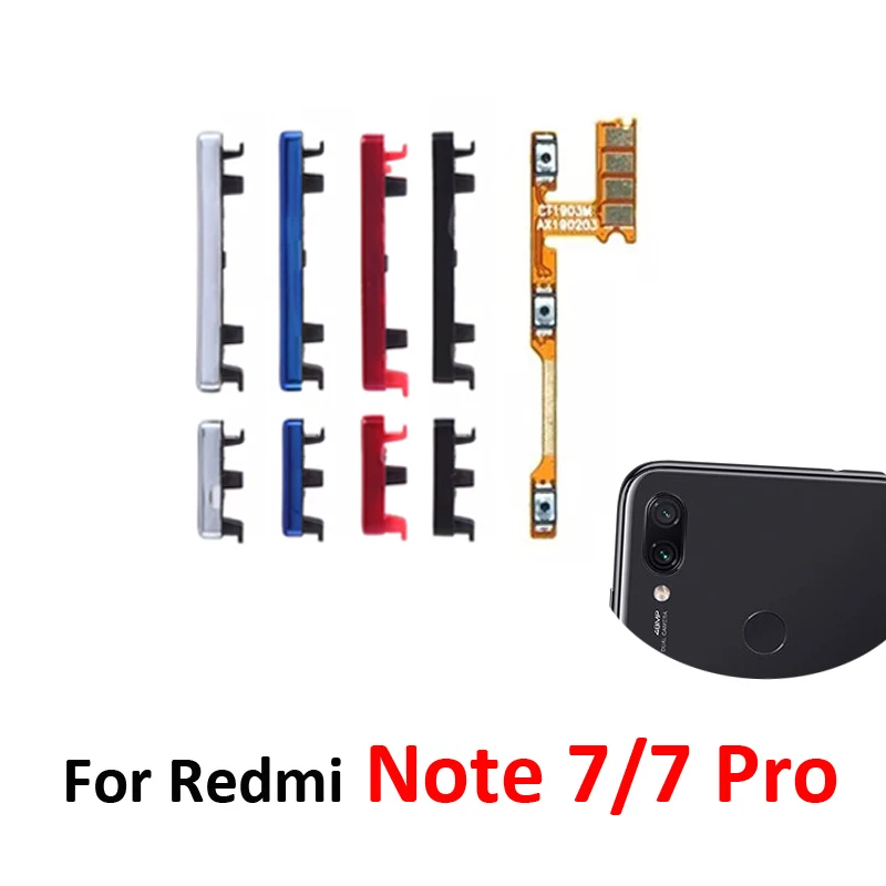 Phone Power Volume Button For Xiaomi Redmi Note 7 Pro New On Off Up Down External Key Internal Flex Cable Repair Parts