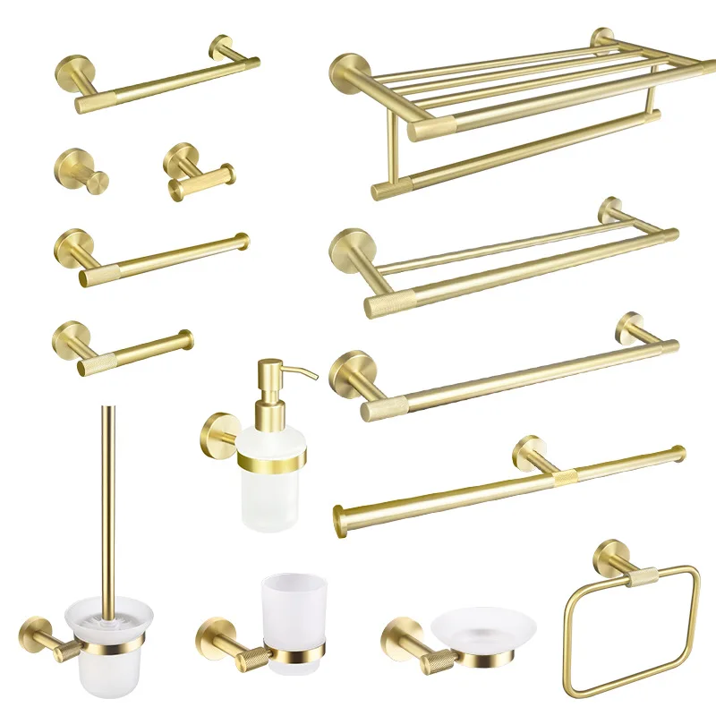 14 Pcs Bathroom Hardware Accessories Set With Stainless Steel Finish Heater Fixed Bath Towel Holder-Modern Design