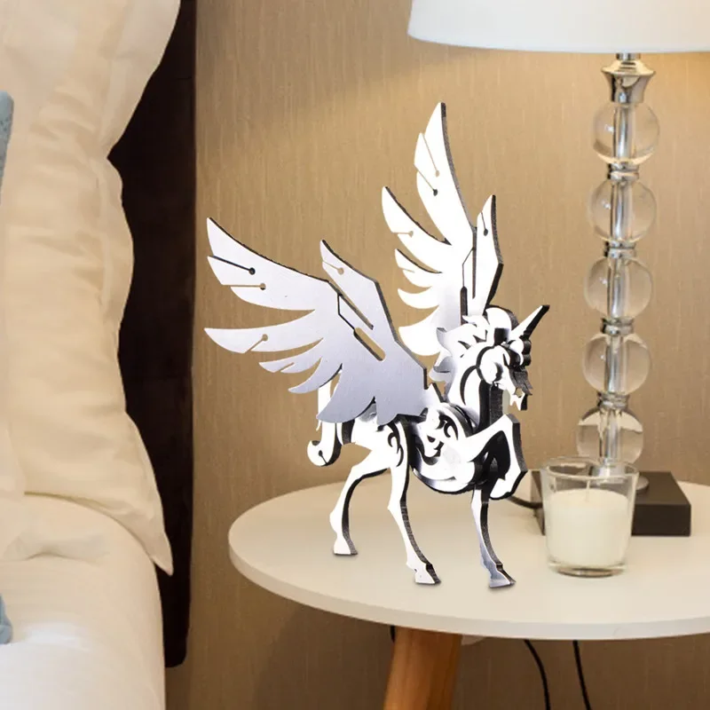 Microworld 3D Puzzle Hewan Logam Model Unicorn Kecil DIY Mainan Jigsaw Rakitan untuk Hadiah Ulang Tahun Anak-anak untuk Dekorasi Rumah