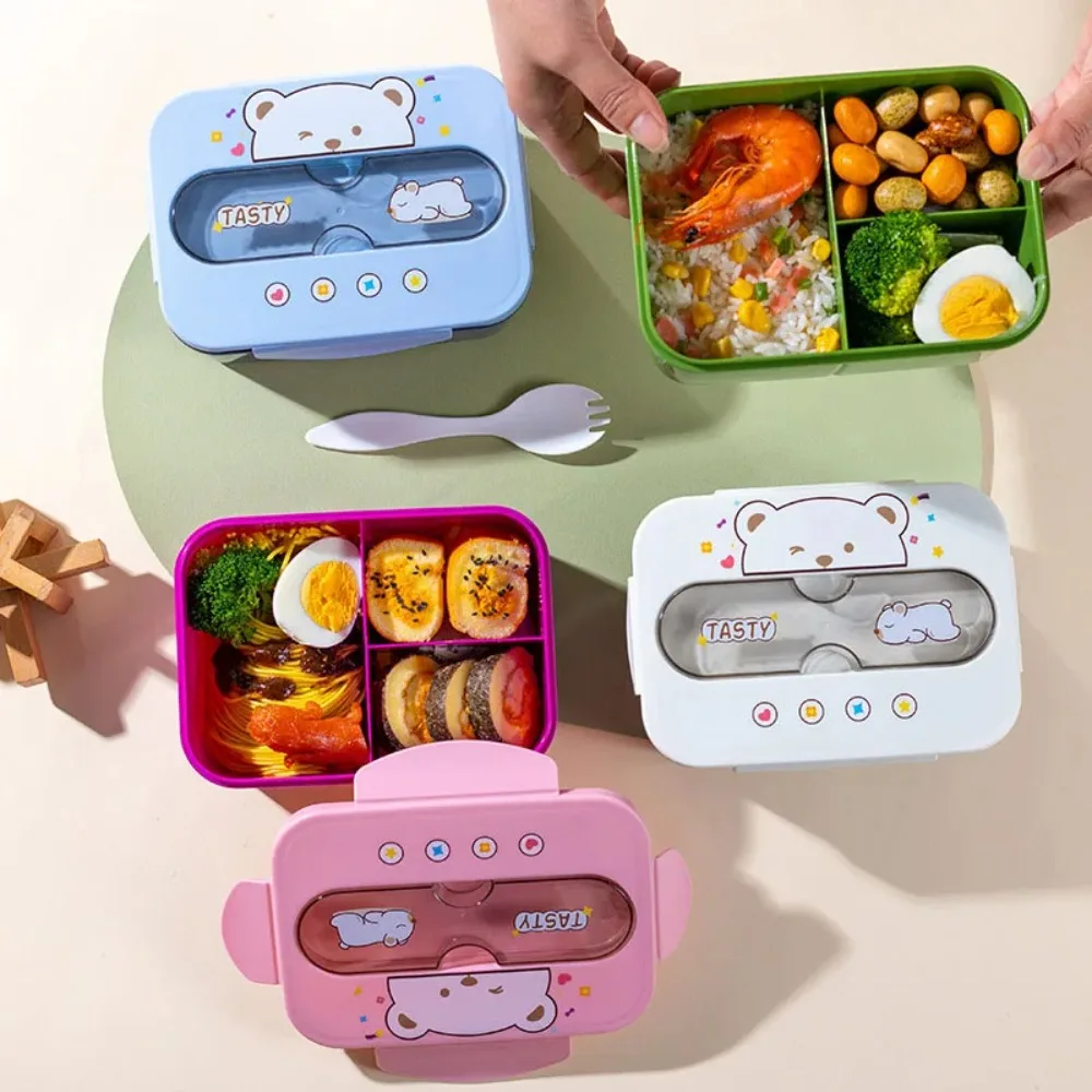 Plastic Lunch Box with Fork BPA Free Leakproof Food Container Microwavable Bento Box for School Office Outdoor Picnic 1200ml - view 4