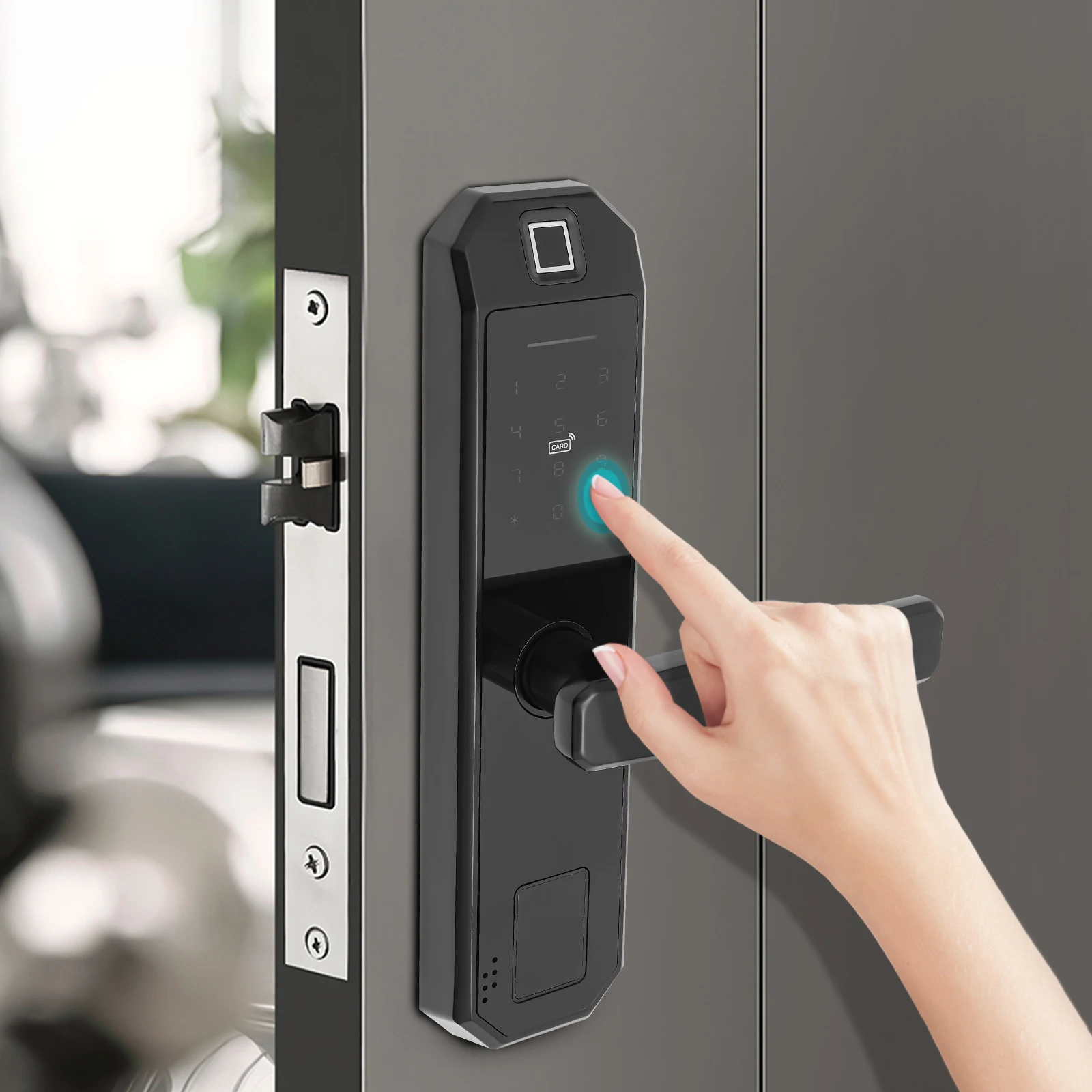 Electronic Door Lock, Smart Fingerprint Lock Electronic Door Lock Digital with 2 Buttons for Hotels, Bedrooms, Studies