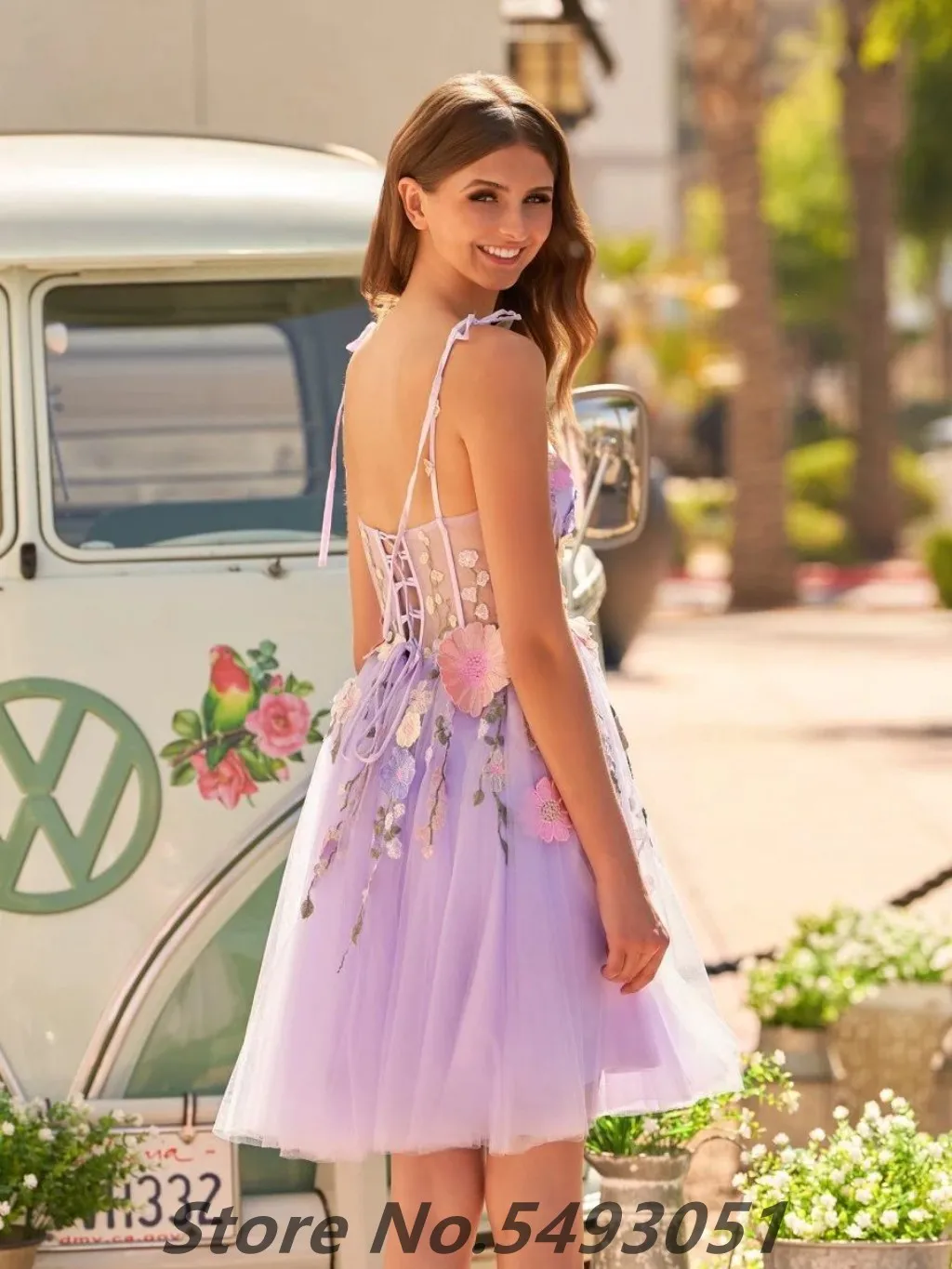 Sevintage الأميرة خط ثلاثية الأبعاد الزهور تول فستان العودة للوطن فوق الركبة فساتين لحفلات الكوكتيل الصغيرة الدانتيل ميدي فساتين حفلات مخصصة