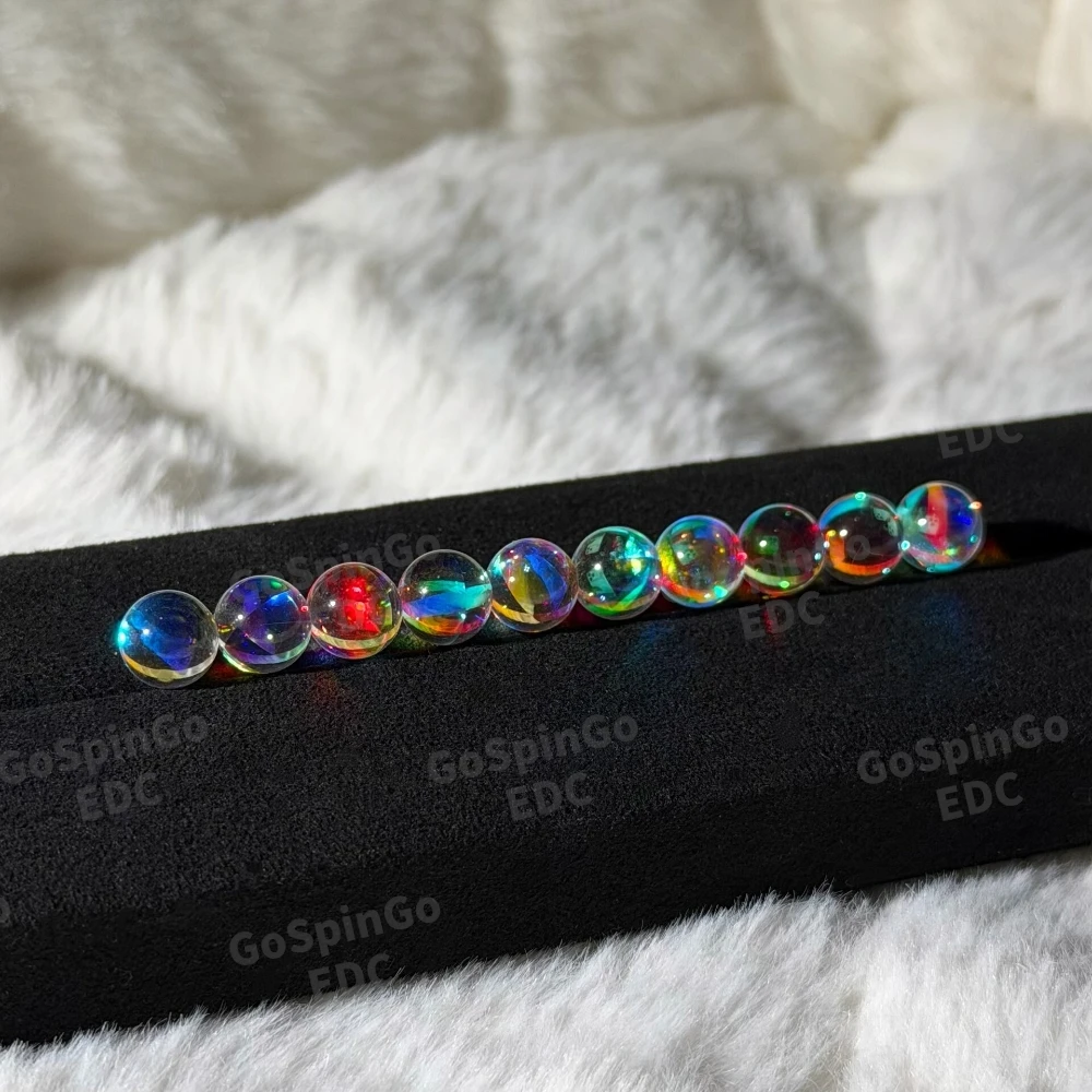 Rainbow Beads Fidget Spinner 3mm/ 5mm/ 5.5mm/ 6mm/ 7mm/ 7.5mm/ 8mm/ 8.5mm 6pcs K9 Glass DIY Balls Accessories Anxiety Toys