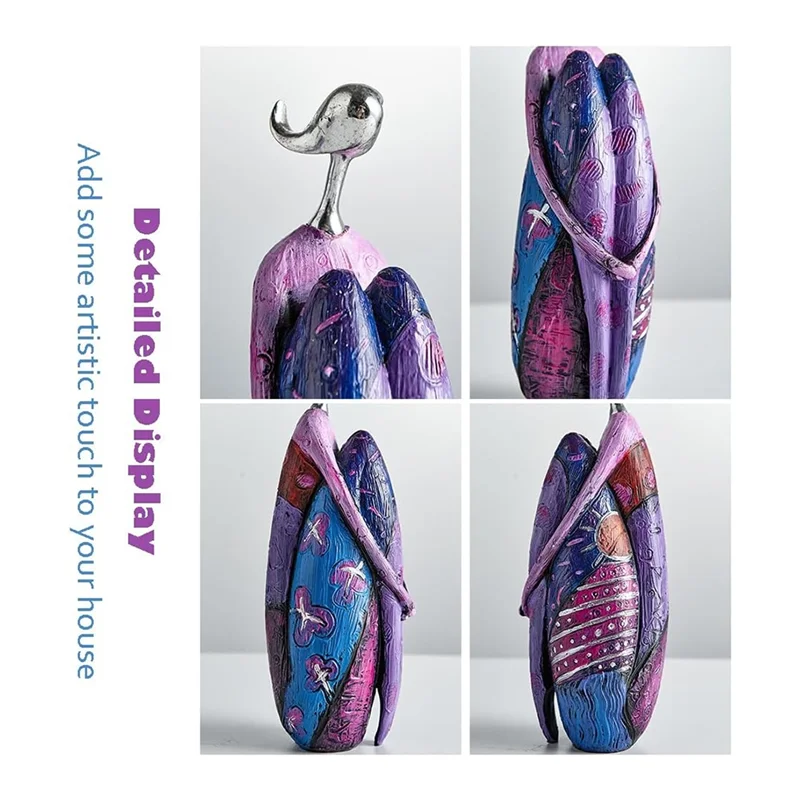 

LICE-Female Art Figurines Sculpture, Colorful Resin Abstract Woman Statue For Home Decor, Oil Painting Decorations For Room Dura