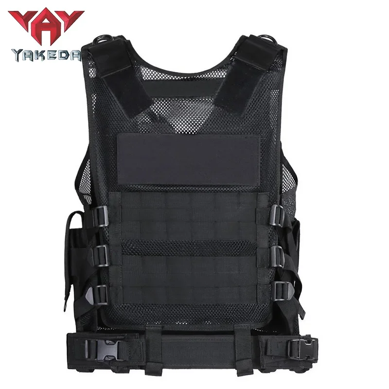 Yaz örgü nefes eğitim yeleği açık çok fonksiyonlu ayarlanabilir yelek 600D Polyester CS alan taktik yelek