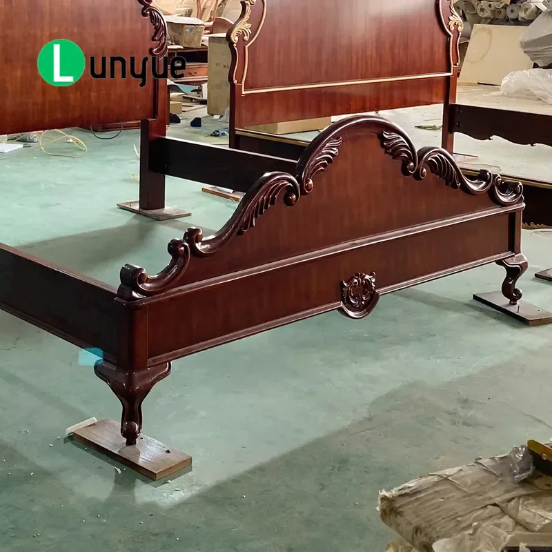 American Style Solid Wood Queen Size Bed Frame Luxury Bedroom Furniture Set for Hotel Villa Apartment Double Bed with Sturdy