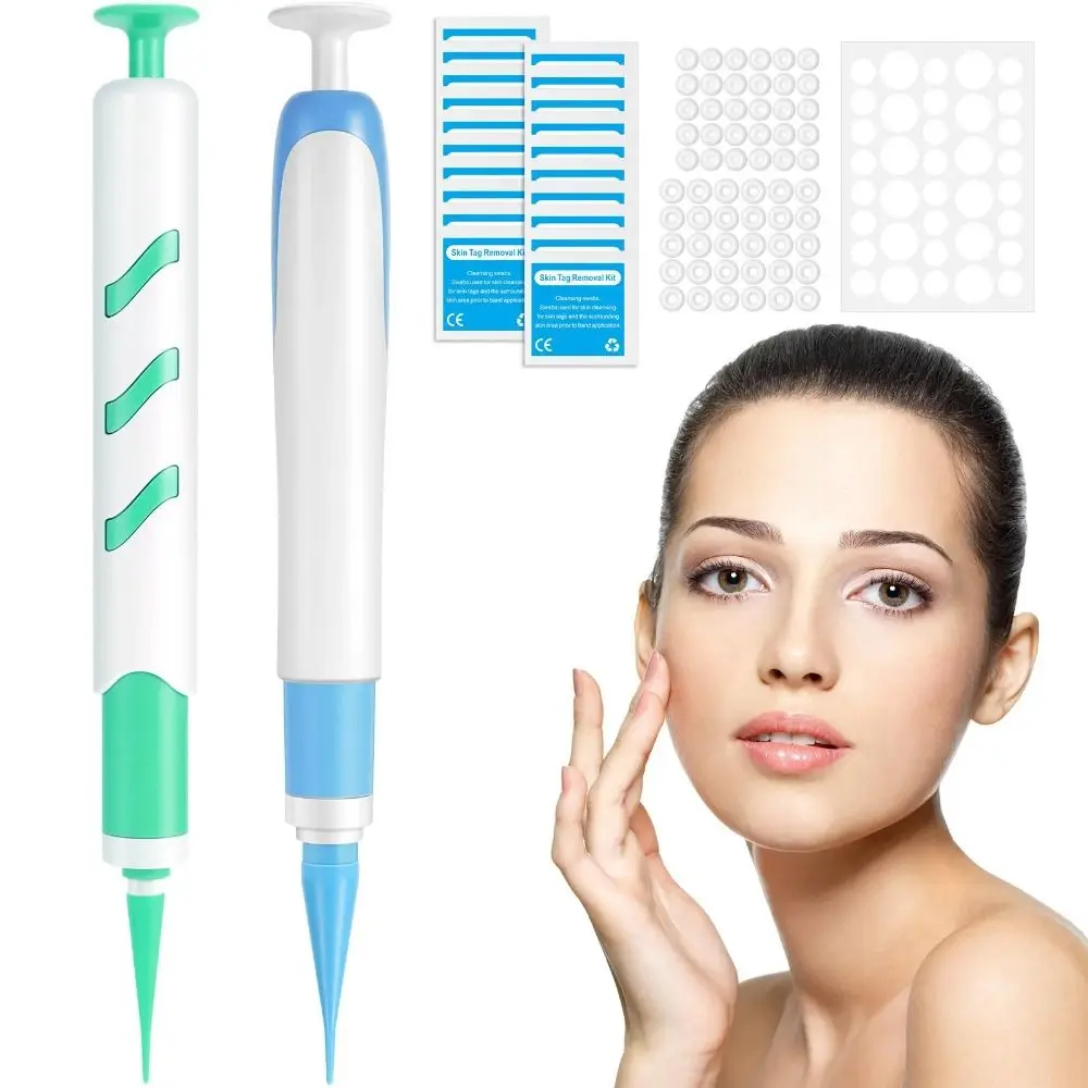 New 2-IN-1 Skin Tag Removal Tool Painless with Cleansing Swabs Facial Skin Care Tool ABS Wart Removal Kit Skin