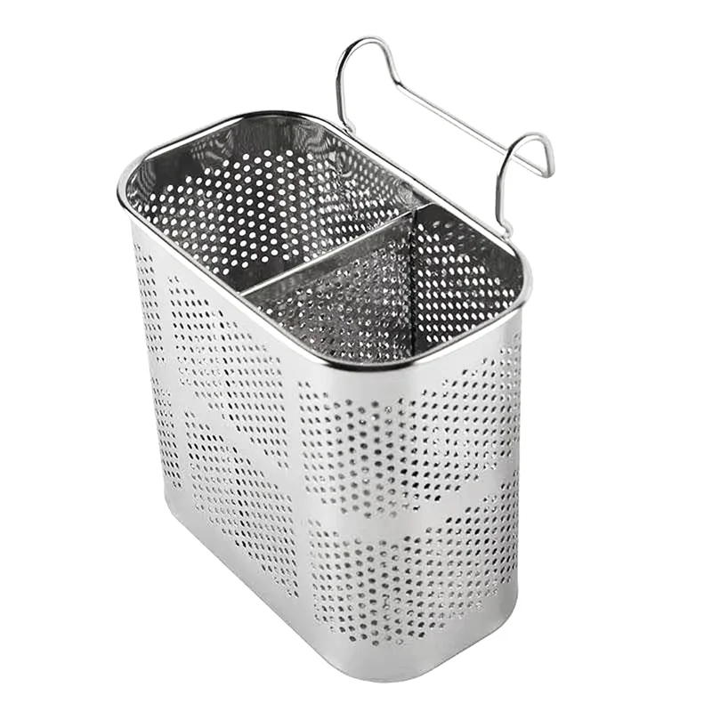 ABPP-Close-Hole Double-Cell Chopsticks Stainless Steel Square Double-Cell Chopsticks Drain Multifunctional Chopsticks Cage