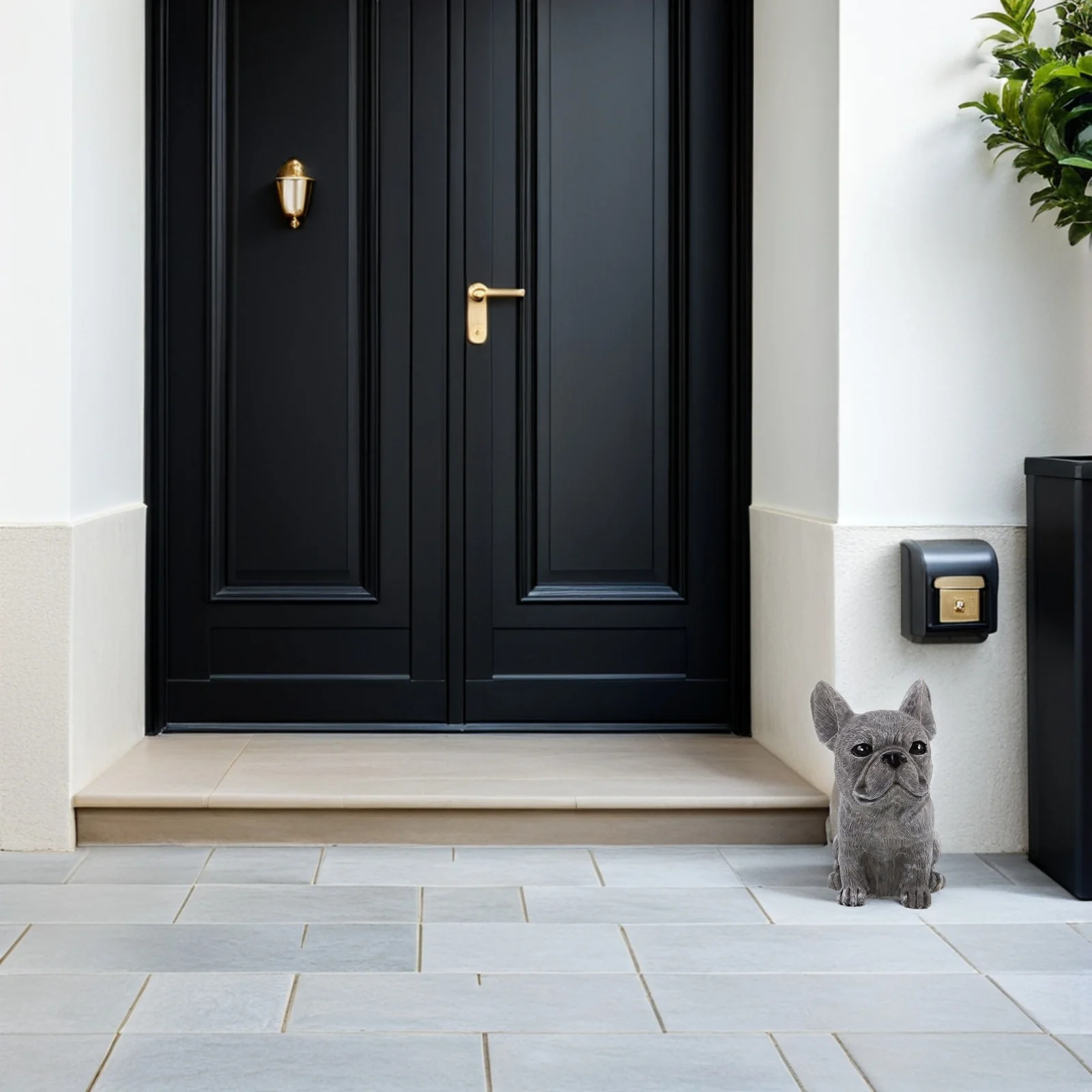 

Садовая статуя французского бульдога, сидячая скульптура из смолы, уличная патио, лужайка, декоративная статуя собаки, садовая фигурка, украшения для бульдога