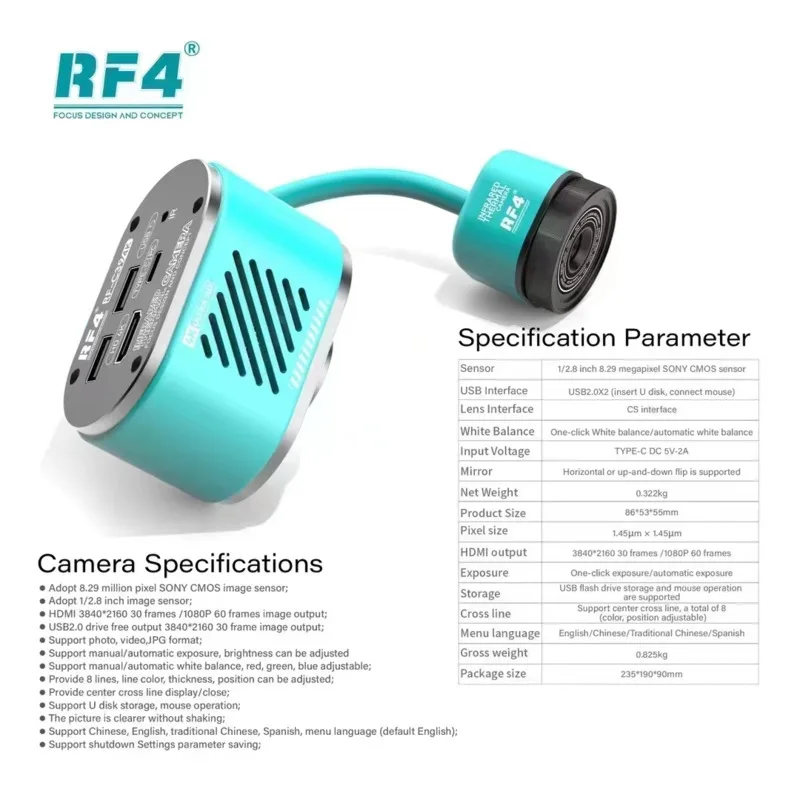 

RF4 RF-C39 Thermal Camera Short Circuit Tester Dual Spectrum 4K Microscope PCB Board Fault Diagnosis Repair Tool