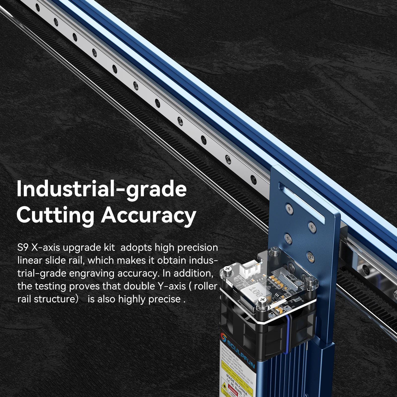 Máquina de gravação e corte a laser s6/s6pro/s9, kit de atualização de guia linear de eixo x sem perfuração
