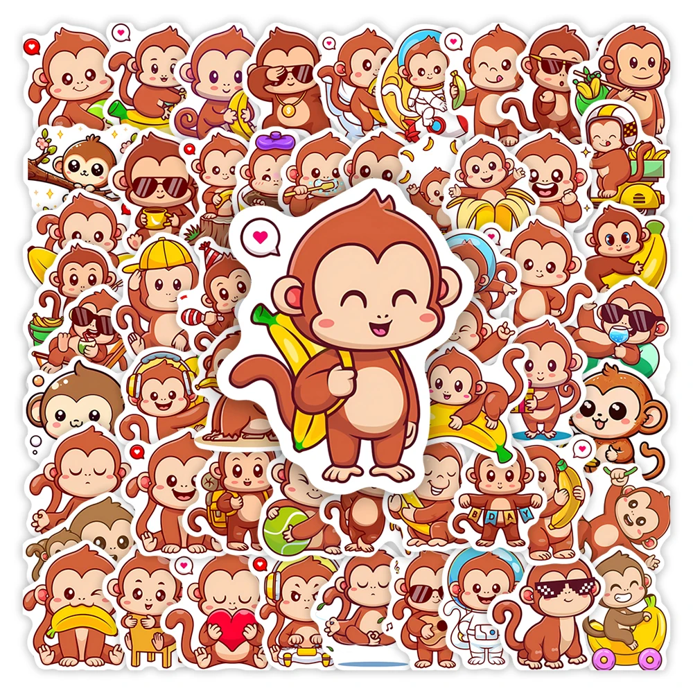 

Cute Cartoon Monkey Stickers Fun Kids DIY Toy Gift Decorative Decal for Scrapbook Junk Journals Laptop Luggage Bottle Waterproof