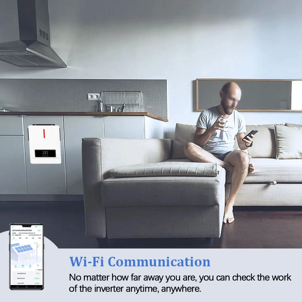 ECGSOLAX 3.6KW 24V عاكس شمسي هجين 110V عاكس جيبي نقي مع MPPT 120A جهاز التحكم بالشحن بالطاقة الشمسية خارج الشبكة العاكس WiFi