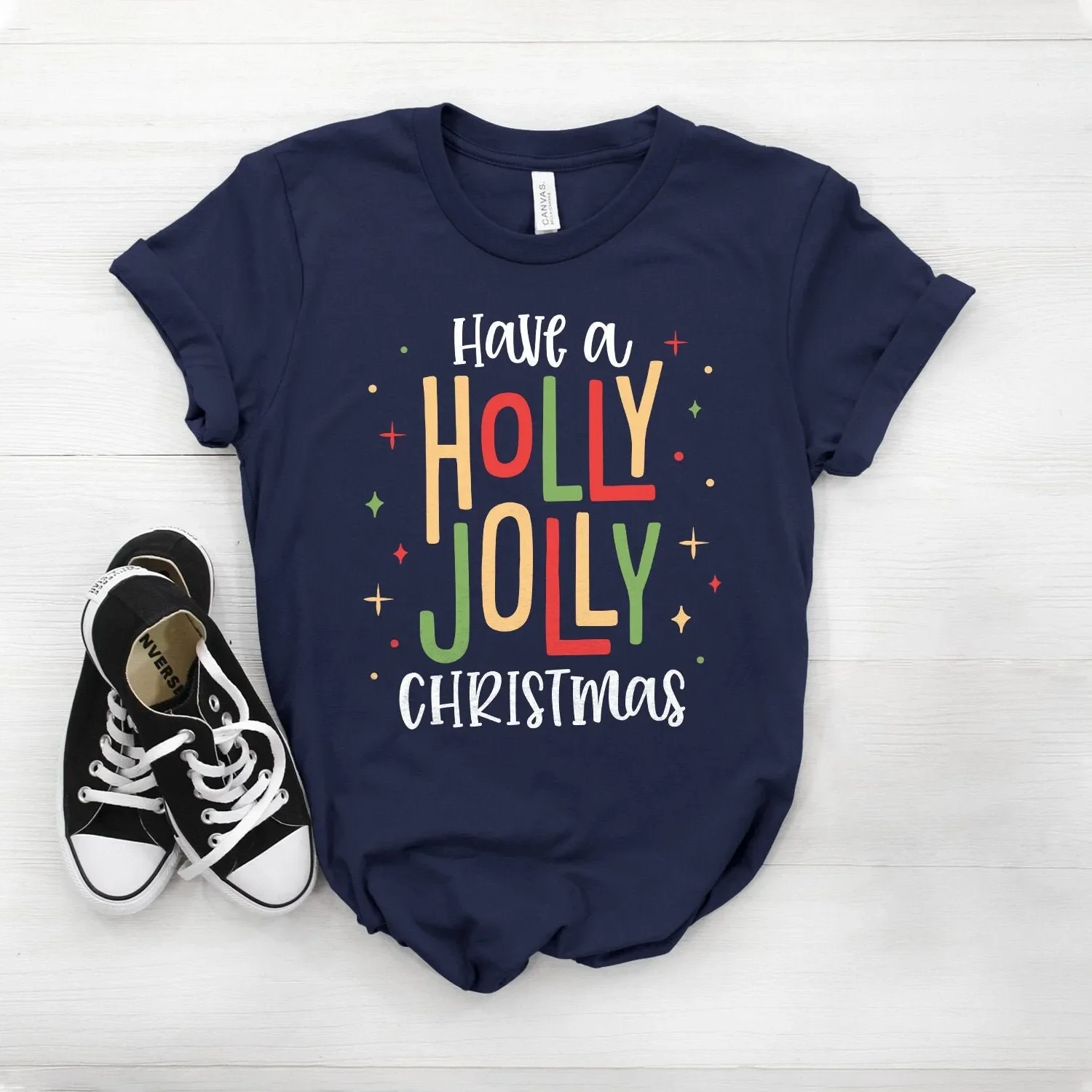 Jolly Christmas T Shirt Holiday Party Holly Merry And Bright Softstyle